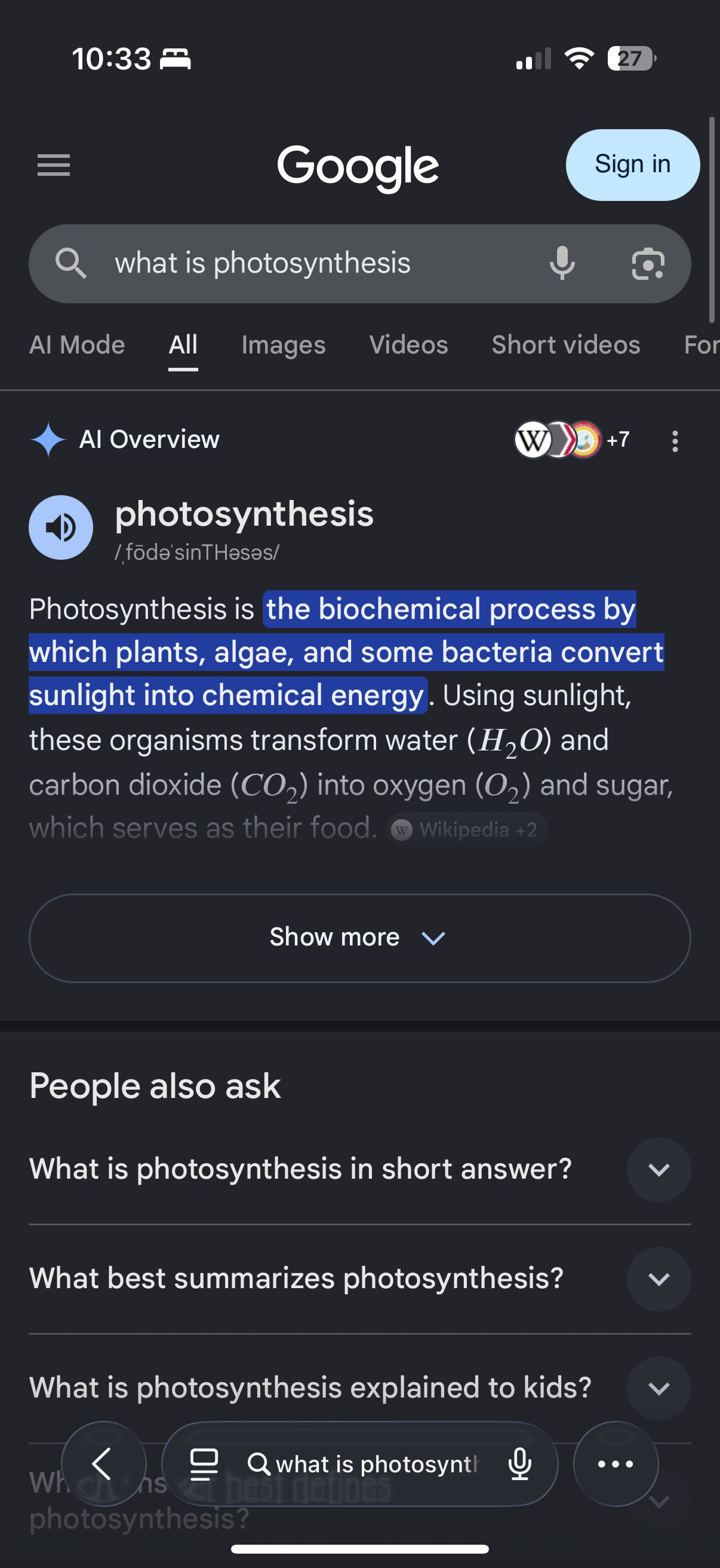 Google Search with an AI Overview visible